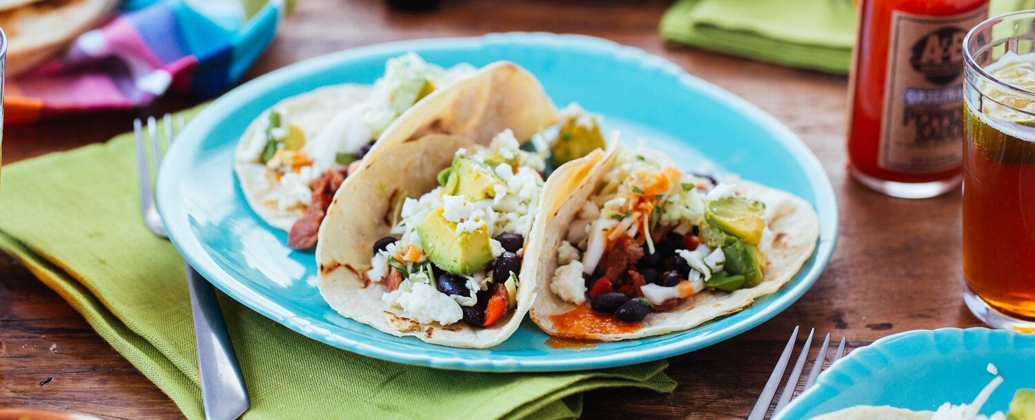 Recipes Black Bean and Bacon Tacos with Cabbage Slaw & Queso Fresco