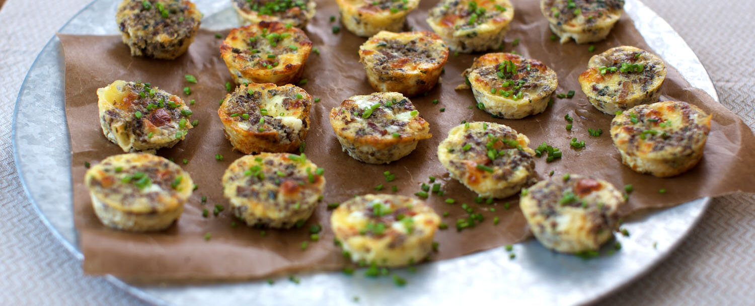 Recipes - Mini Quiches with Bacon & Mushrooms - Applegate