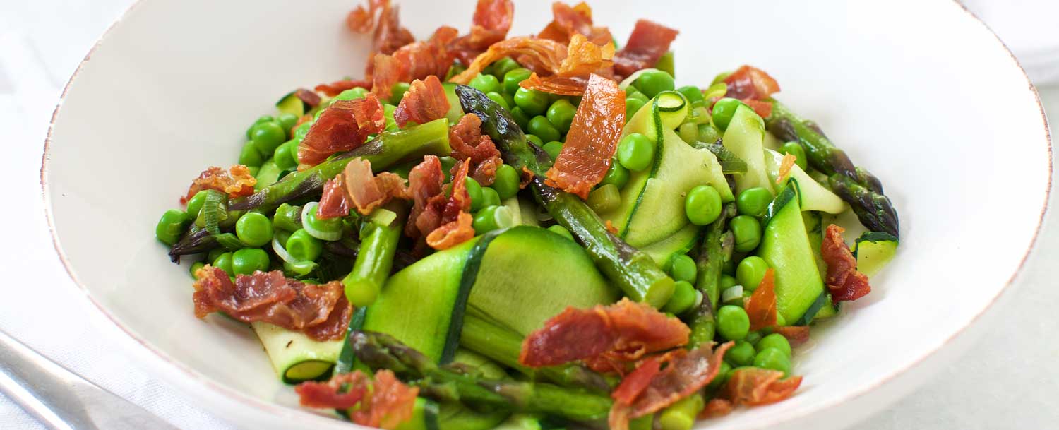 Recipes - “Pasta” Primavera with Asparagus, Peas and Prosciutto - Applegate