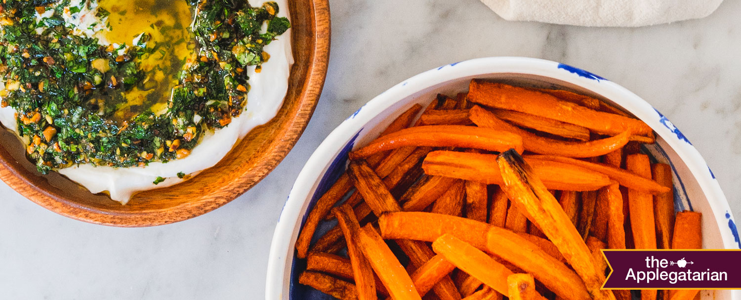 Recipes - Carrot Fries with Carrot Top Dip - Applegate