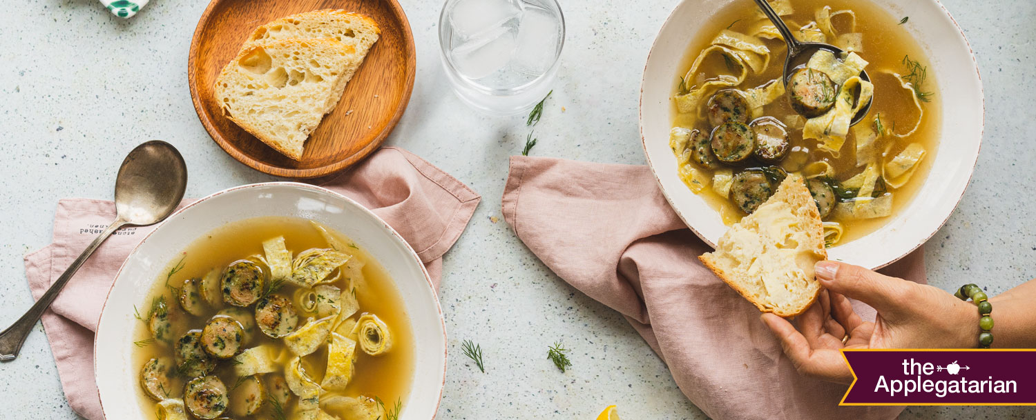 Recipes - Sausage Soup with Real Egg Noodles - Applegate