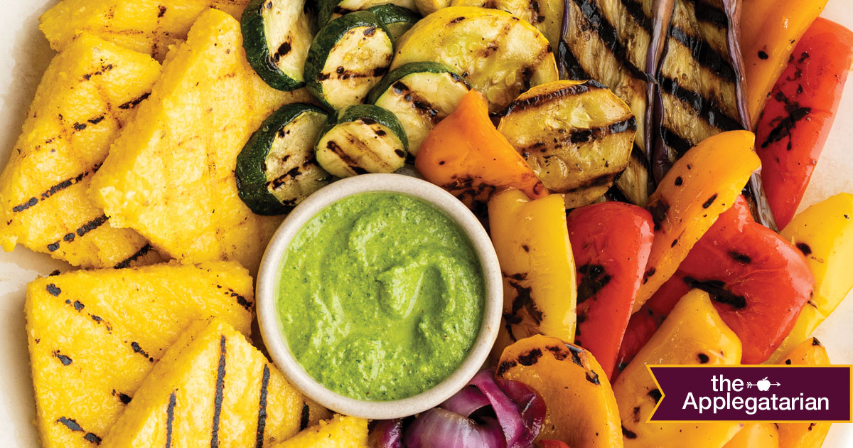 Recipes - Grilled Polenta and Veggies with Arugula Pesto Recipe - Applegate