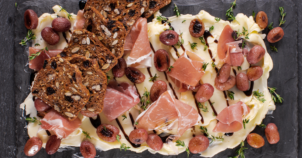 Recipes Prosciutto Butter Board with Roasted Grapes Applegate
