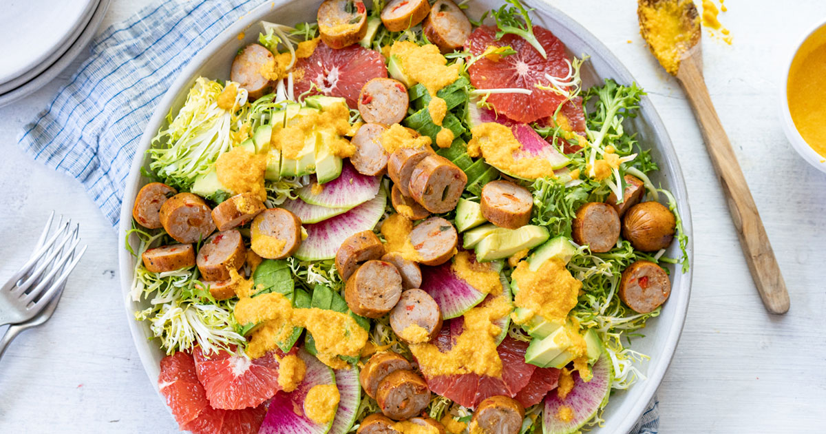 Recipes - Sausage and Citrus Salad with Carrot Ginger Dressing: A Refreshing and Flavorful Salad - A