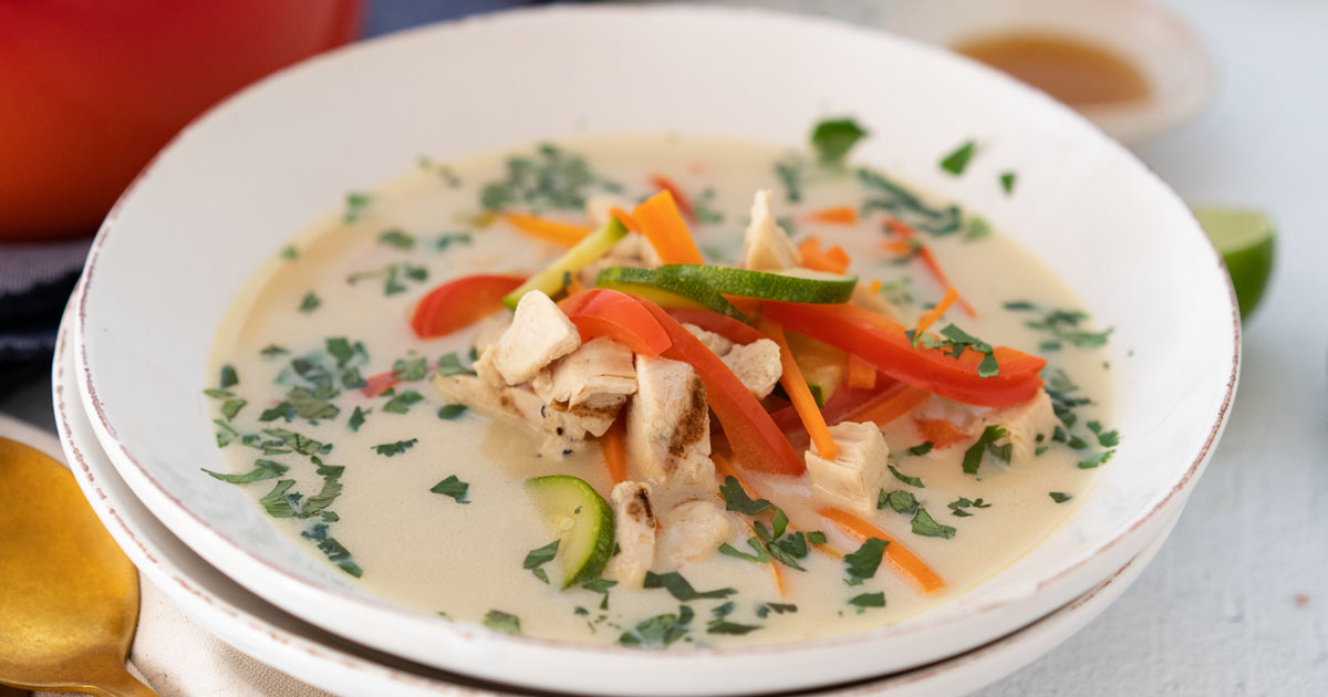 Recipes - Quick and Flavorful Thai-Style Chicken and Vegetable Soup - Applegate