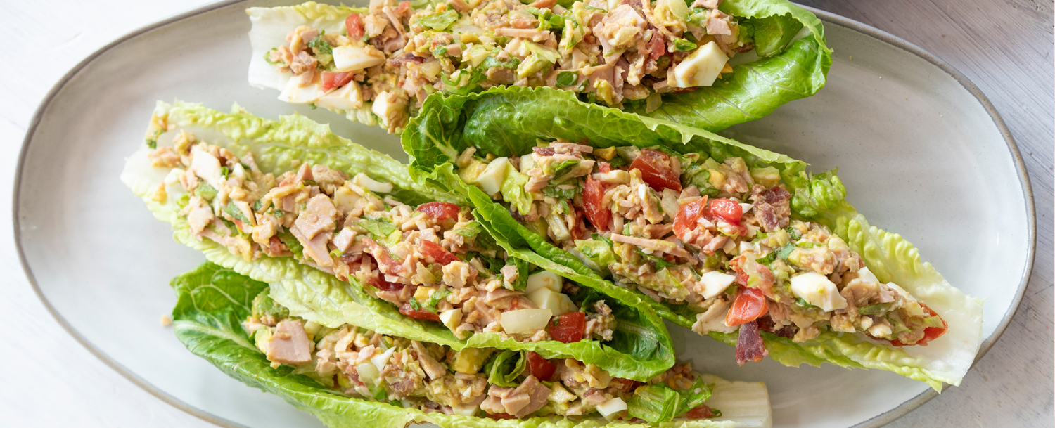 Recipes - Chopped Cobb Salad Boats | Grain-Free & Quick Lunch Recipe - Applegate